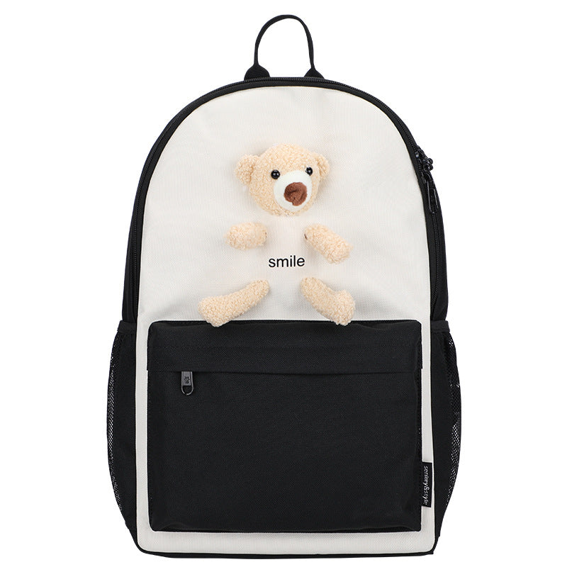 Cute Bear & Cactus Print Girls Backpack — Oxford Cloth Medium School Bag