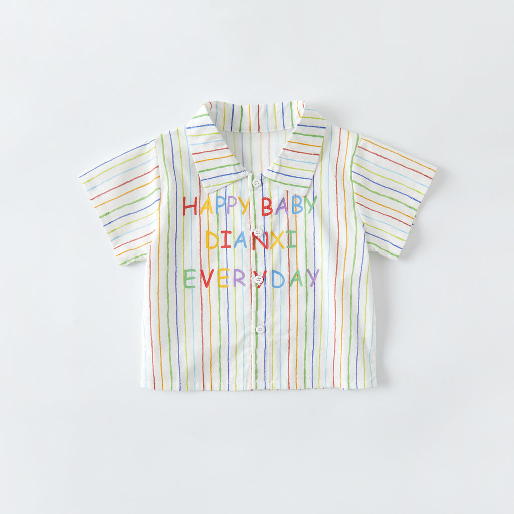 Jeans Set for Boys, Two-Piece Outfit, Letter Print Shirt with Denim Pants