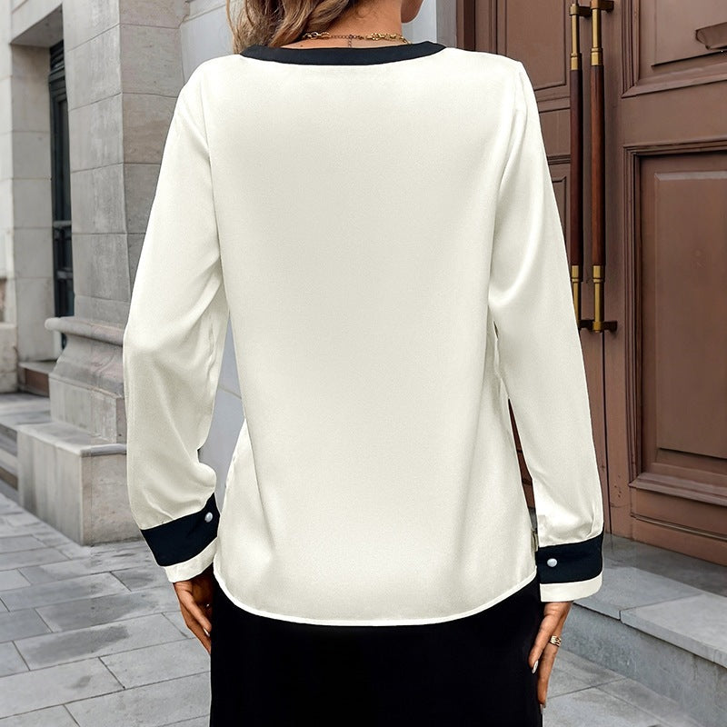 Women's Colour-Block V-Neck Button Cardigan