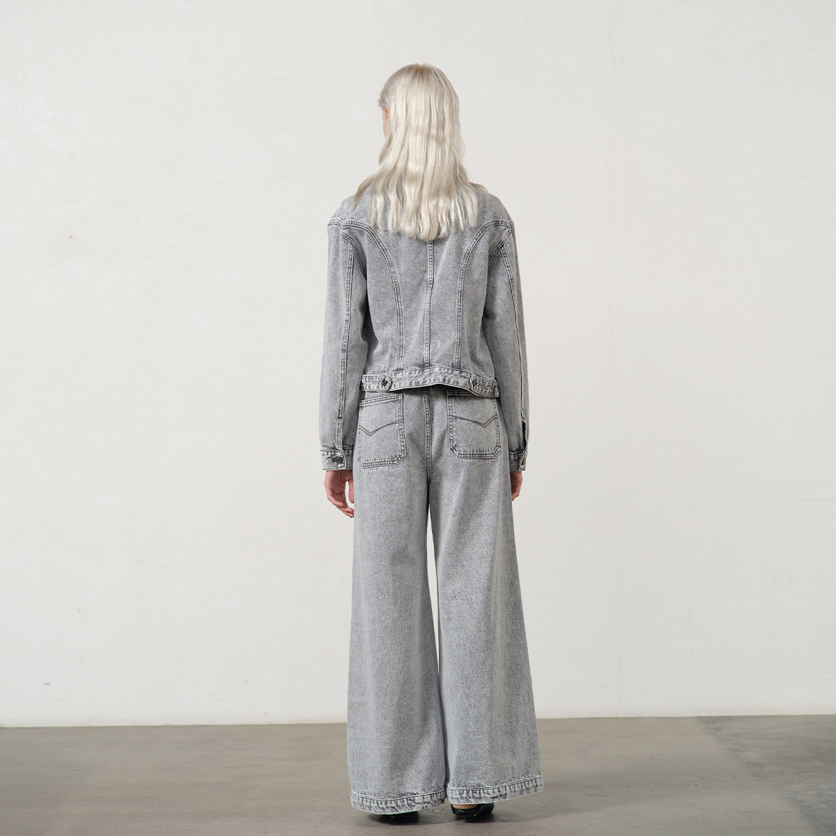 White Designer Wide-Leg Jeans Women's Fashion Style Long Pants