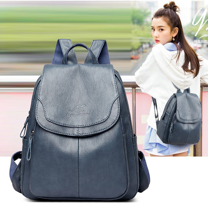 Women's PU Leather Backpack — Anti-Theft Travel & College Bag | 9 Colours