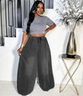 Women's Loose Denim Pants Street Casual Elastic Waist Wide Leg Jeans