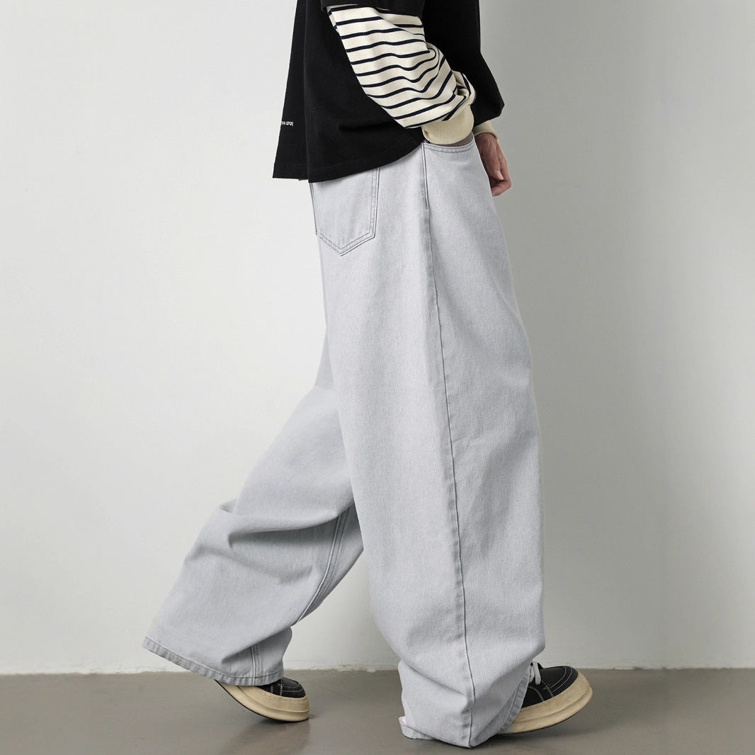 Make old wide leg jeans, men's straight leg loose pants