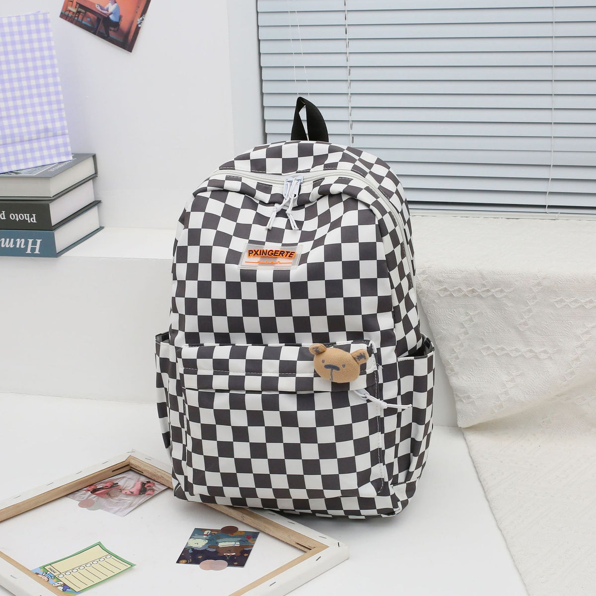 Plaid School Backpack for Teens — Large 36–55L Lightweight Nylon Student Bag