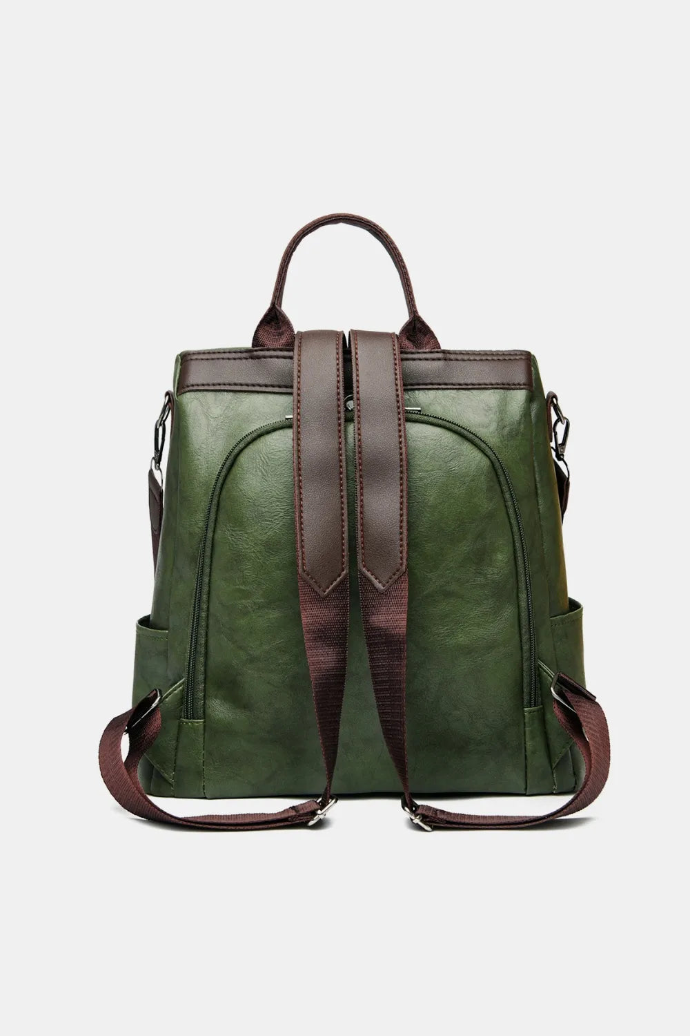 PU Leather Backpack — Casual Work & Travel Bag | Black, Dark Green, Caramel