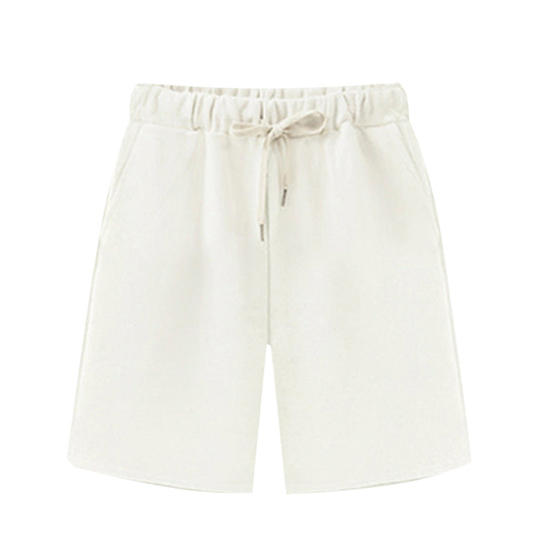 Solid Color Women's Summer High Waist 150kg Five-Point Pants Large Size Drawstring Sports Casual Pants Plus Size Slim Straight-Leg Pants Weizhong