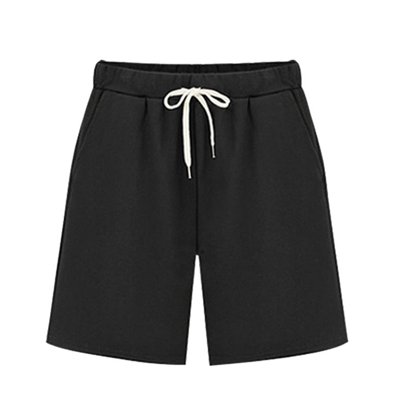 Solid Color Women's Summer High Waist 150kg Five-Point Pants Large Size Drawstring Sports Casual Pants Plus Size Slim Straight-Leg Pants Weizhong