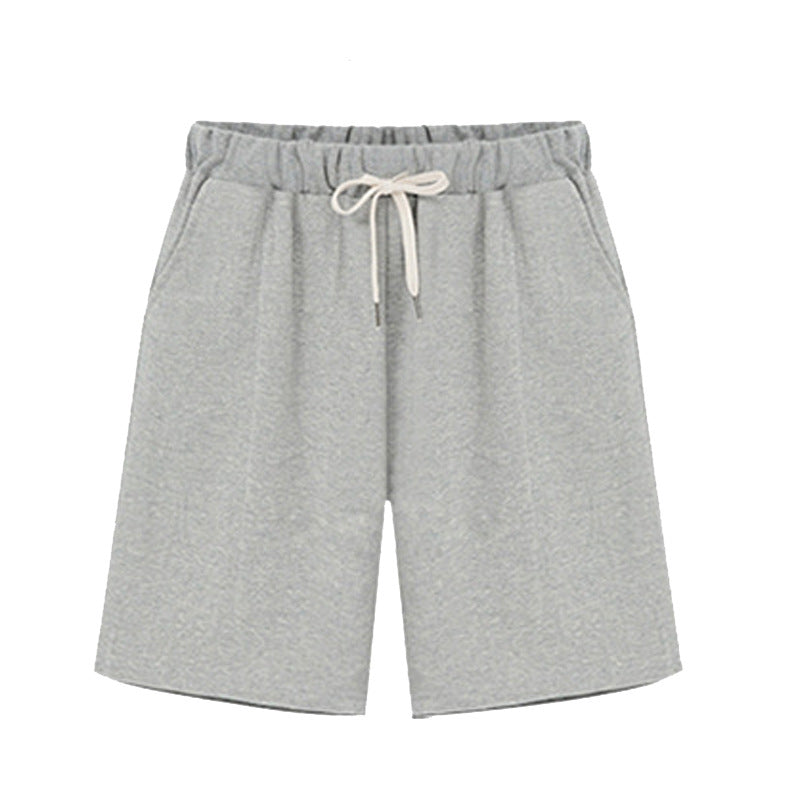 Solid Color Women's Summer High Waist 150kg Five-Point Pants Large Size Drawstring Sports Casual Pants Plus Size Slim Straight-Leg Pants Weizhong