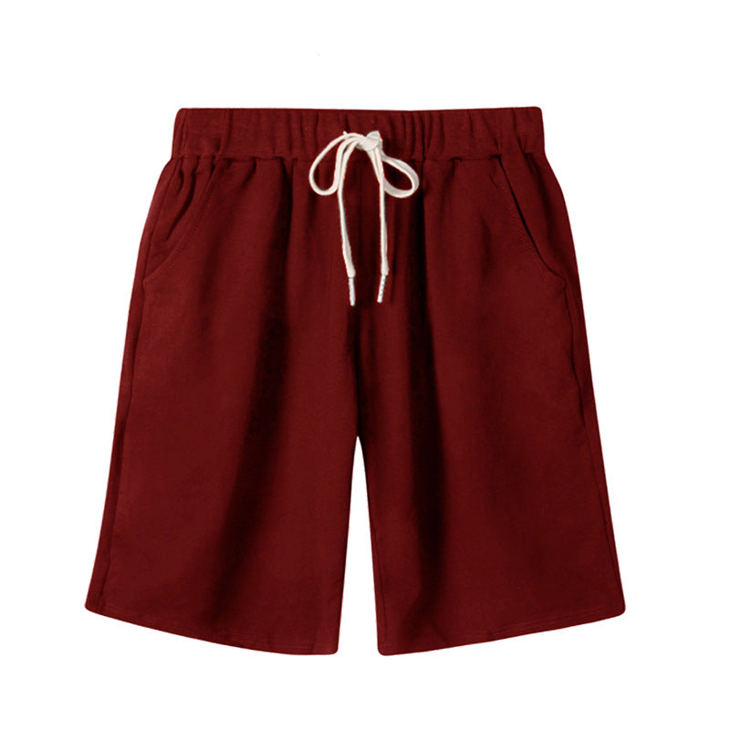 Solid Color Women's Summer High Waist 150kg Five-Point Pants Large Size Drawstring Sports Casual Pants Plus Size Slim Straight-Leg Pants Weizhong
