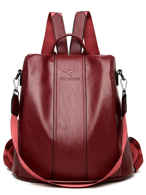 Women's Soft Leather Backpack — Minimalist Shoulder Bag for College & Everyday Use