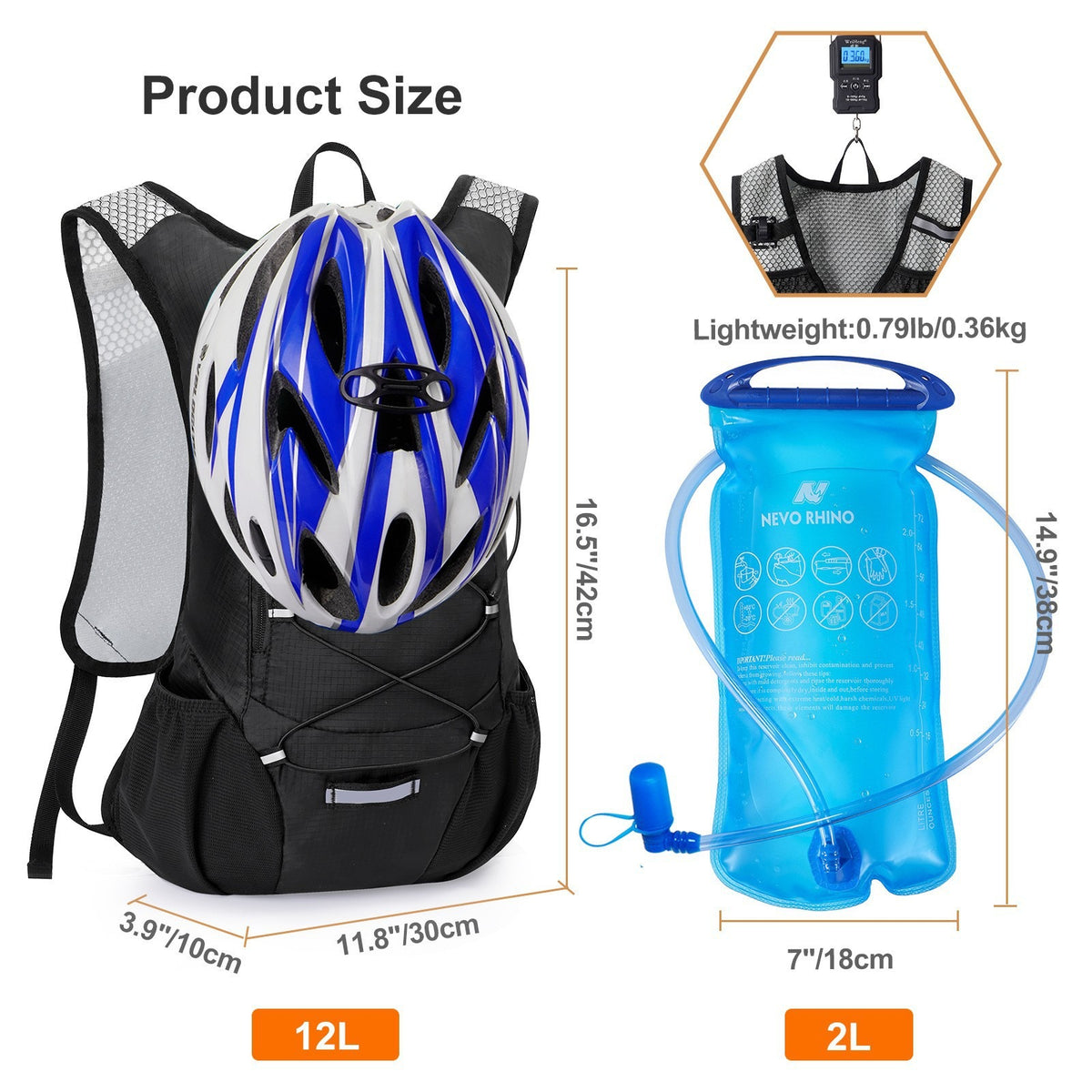 Lightweight 2L Hydration Backpack for Hiking & Cycling