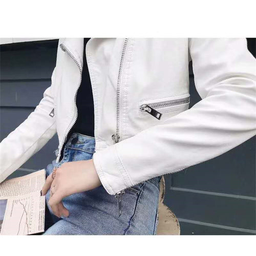 2025 Spring and Autumn New Motorcycle Leather Jacket for Women, Short Slim Fit, Plus Size, Washed Leather Jacket, Korean Style Trendy Small Coat