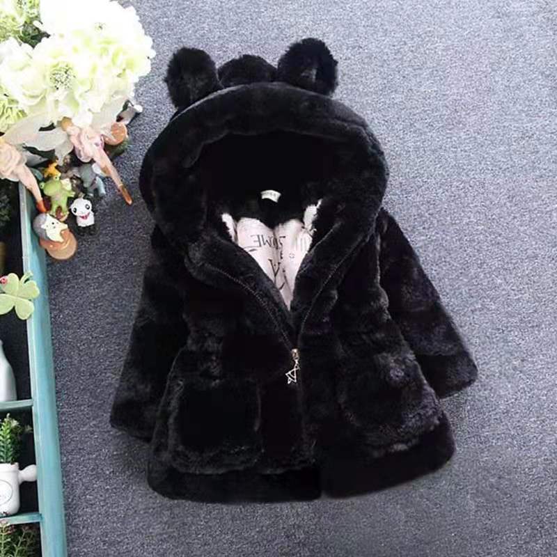 Girls Thick Faux Fur Padded Coat Winter Warm Kids Outerwear Jacket