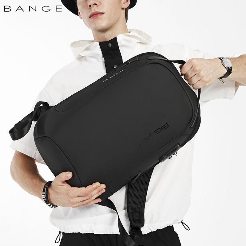 BANGE Fashion Business Backpack — Anti-Theft Lightweight Laptop Commuter Bag in Black & Grey
