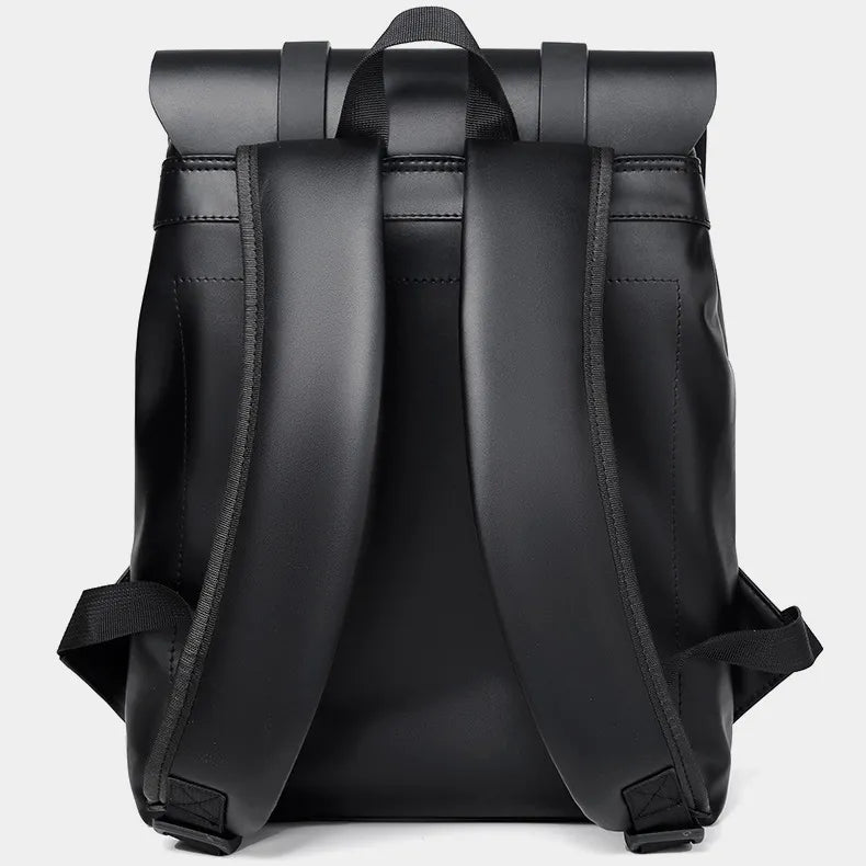 PU Leather Backpack — Medium Adjustable Strap Bag in Black