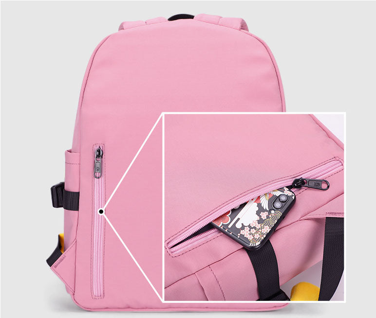 Ins Style Girls Campus Backpack — Lightweight Oxford Cloth School Bag in Pink & Blue