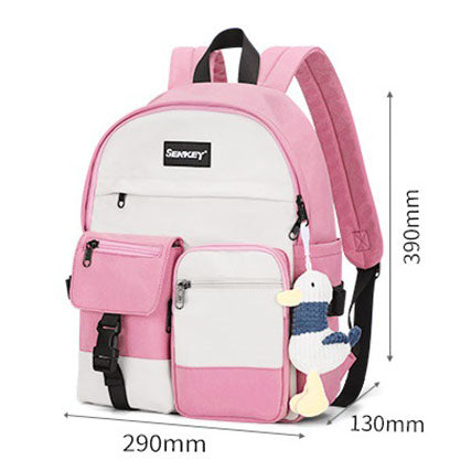 Ins Style Girls Campus Backpack — Lightweight Oxford Cloth School Bag in Pink & Blue