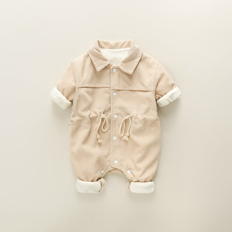 Fall Winter Thickened Corduroy Romper for Baby Boys 0-1 Years