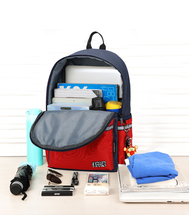 Street Trend Character Backpack — Anti-Theft Oxford Cloth School Bag with Bear, Tiger & Lucky Cat Print