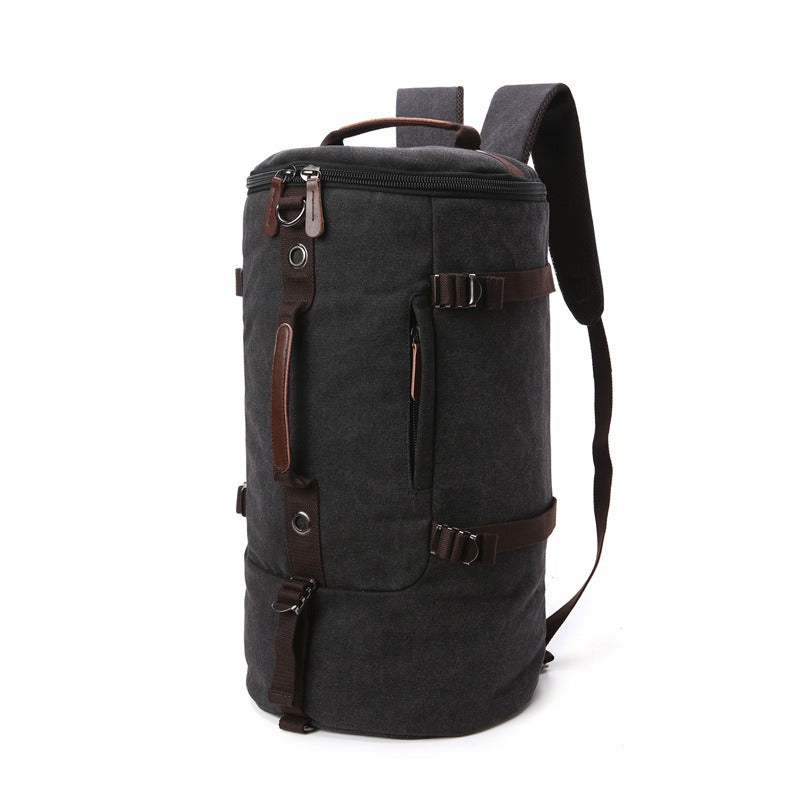 Men's Canvas Cylinder Duffel Backpack — Large Capacity Hiking & Travel Bag