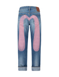 High Street  Printed Denim Pants Men High Waist Loose Straight Leg Jeans Ins Fashion