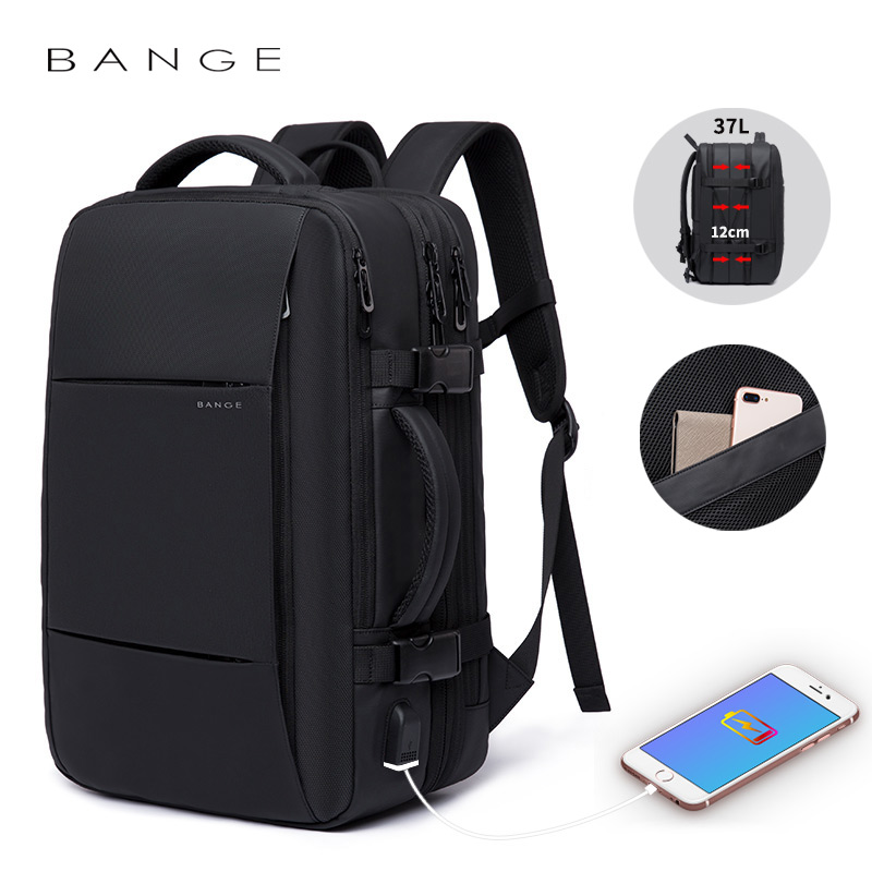 BANGE Expandable Business Backpack — Large Capacity Waterproof Laptop Travel Bag for Men, 16"