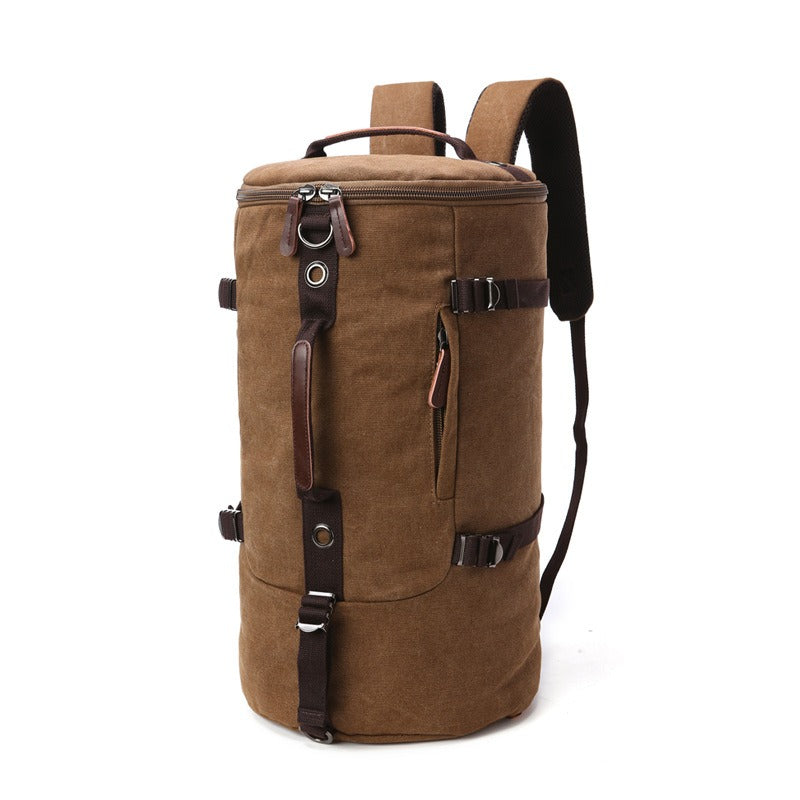 Men's Canvas Cylinder Duffel Backpack — Large Capacity Hiking & Travel Bag