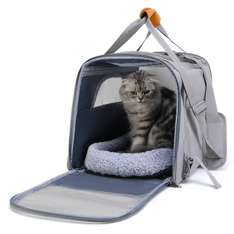 Foldable Pet Carrier Bag for Cats & Small Dogs — Breathable Oxford Shoulder & Hand Carrier