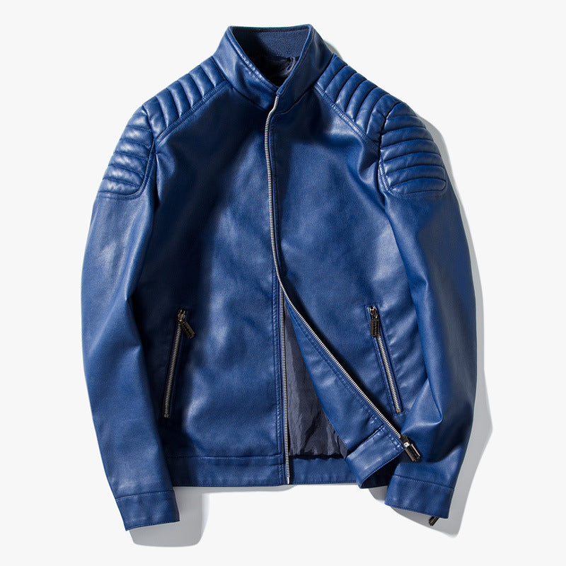 Amazon Men's Casual Jacket Men's Slim Biker Jacket Men's PU Leather Jacket Leather Men's Korean Style Jacket