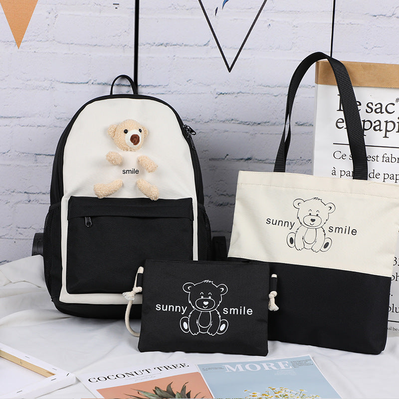 Bear Print 3-Piece School Backpack Set