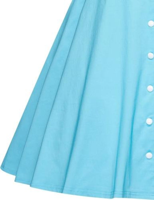 GownTown Women's 1950s Vintage Short Sleeves Notch Lapel Swing Dress