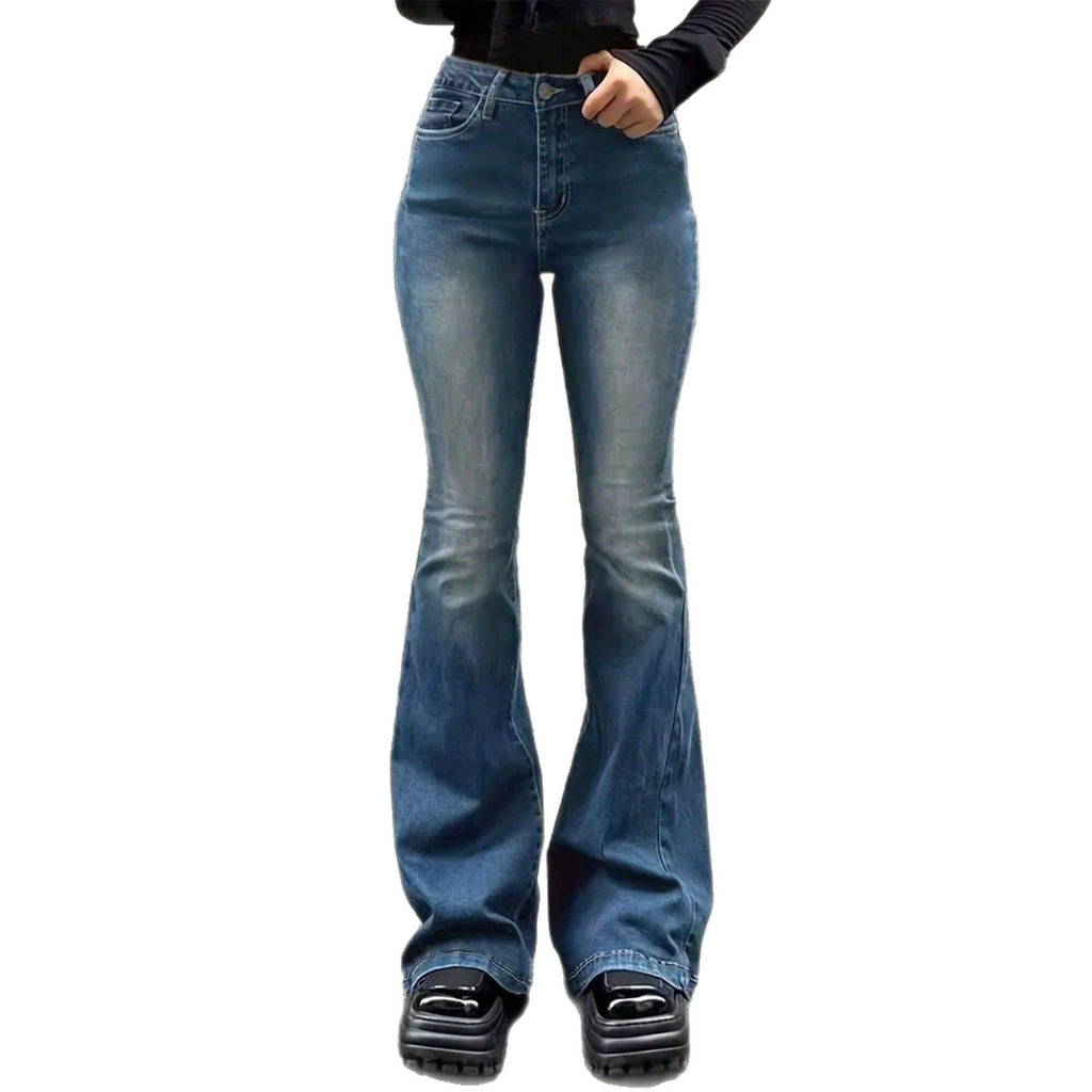 Summer Women's Versatile Charming Flared Jeans, Elegant Simple Fashion Long Pants