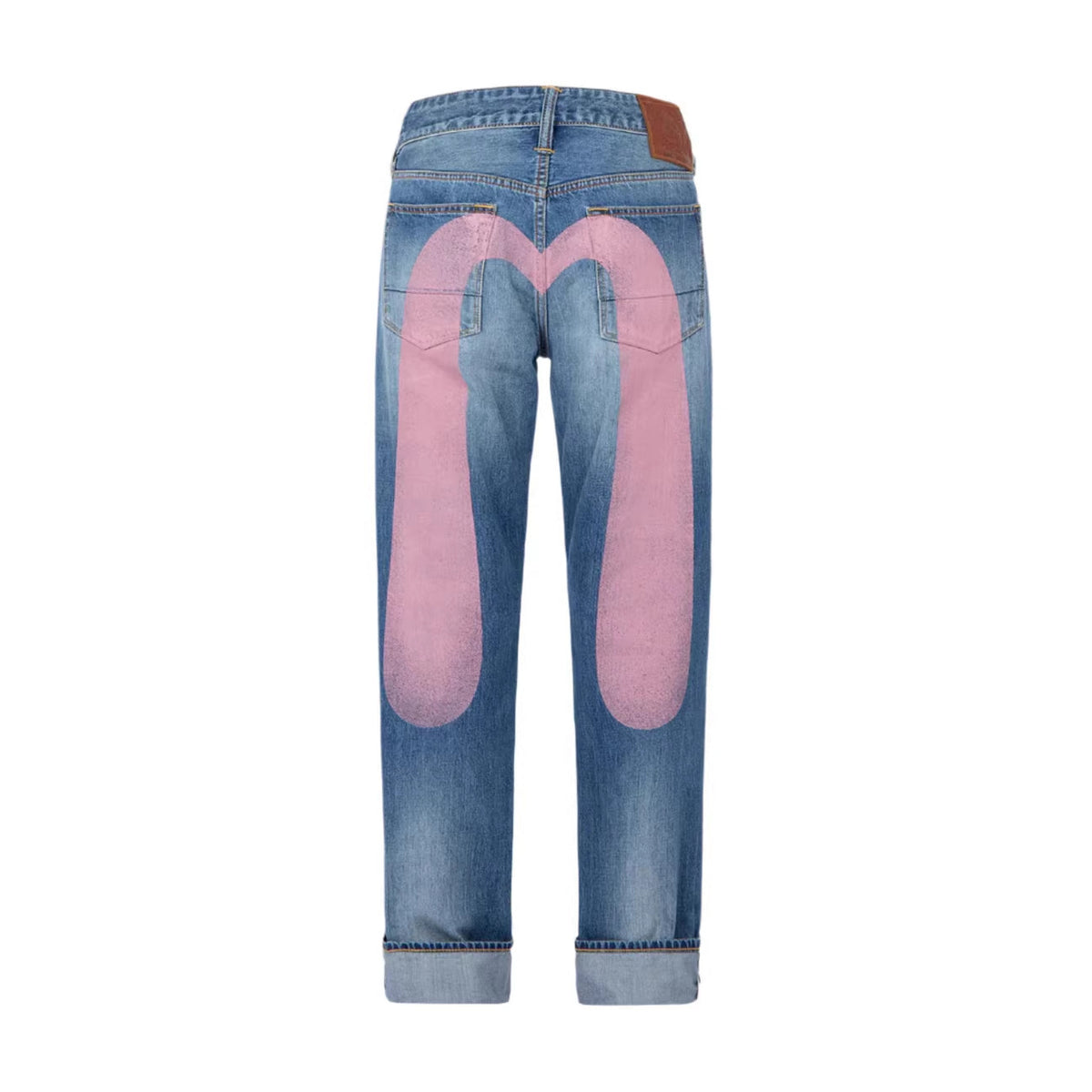 High Street  Printed Denim Pants Men High Waist Loose Straight Leg Jeans Ins Fashion
