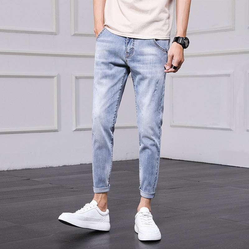 Men’s Mid-Rise Tapered Cropped Jeans