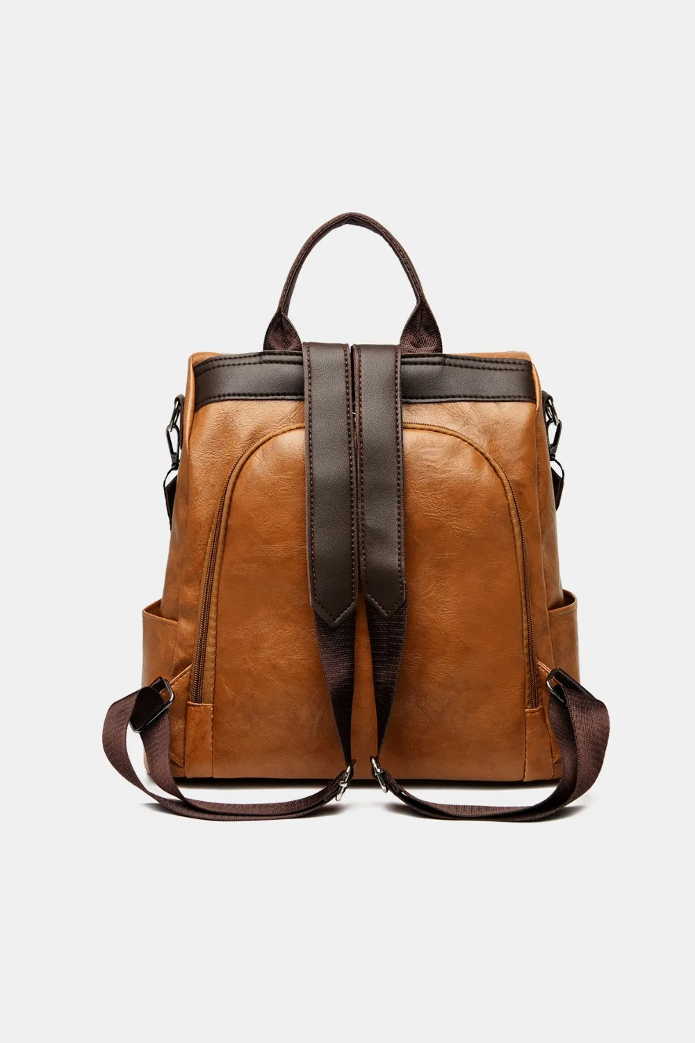 PU Leather Backpack — Casual Work & Travel Bag | Black, Dark Green, Caramel