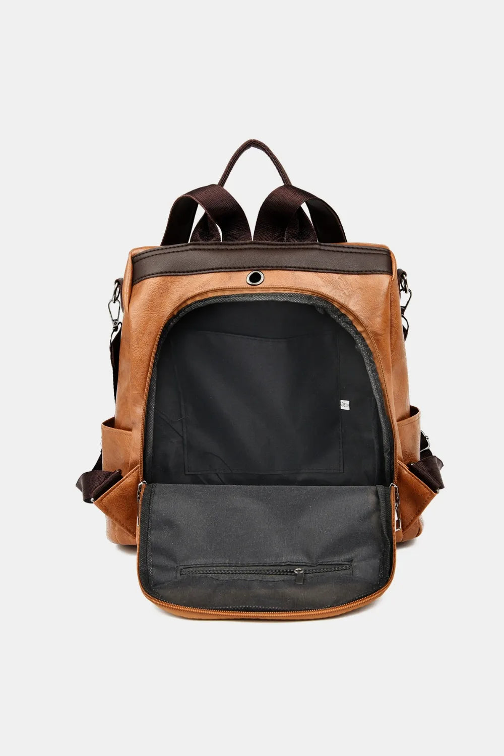 PU Leather Backpack — Casual Work & Travel Bag | Black, Dark Green, Caramel