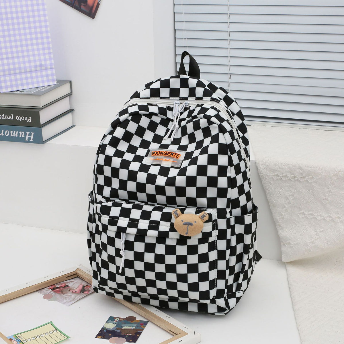 Plaid School Backpack for Teens — Large 36–55L Lightweight Nylon Student Bag