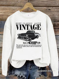 Car printed round neck fleece hoodie