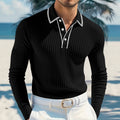 Men's Striped Long-Sleeve Polo Shirt