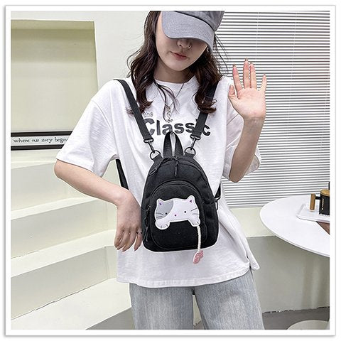 Girls' Cute Mini Nylon Backpack — Small Square Fashion School Bag for Kindergarten & Travel