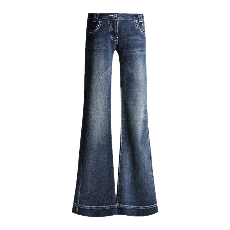 Low-Waist Flared Jeans Women  Elastic Slimming Trumpet Pants