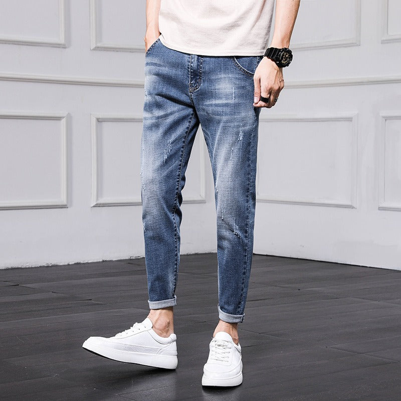 Men’s Mid-Rise Tapered Cropped Jeans