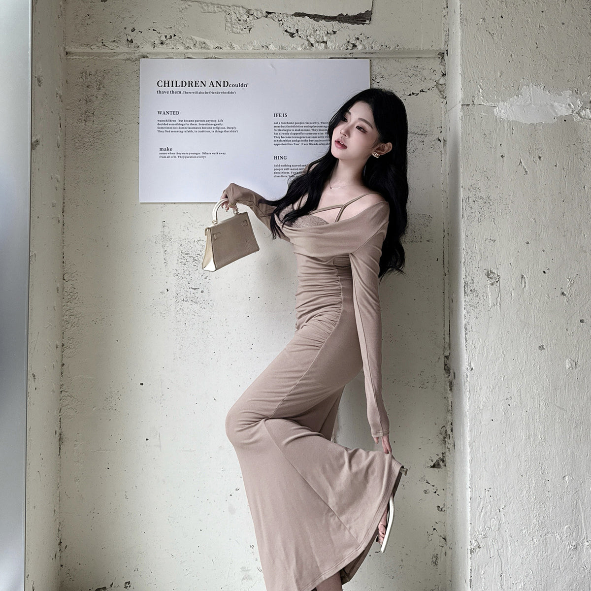 Fake Two Swinging Collar Slimming Waist Dresses