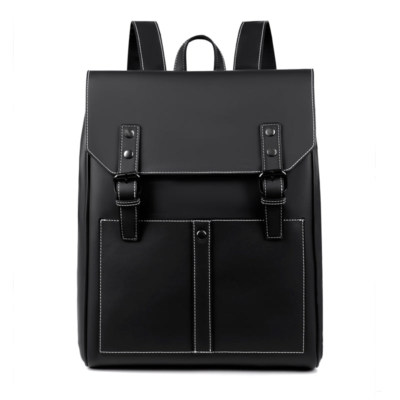 Men's PU Leather Laptop Backpack — Large Capacity Business Travel Bag