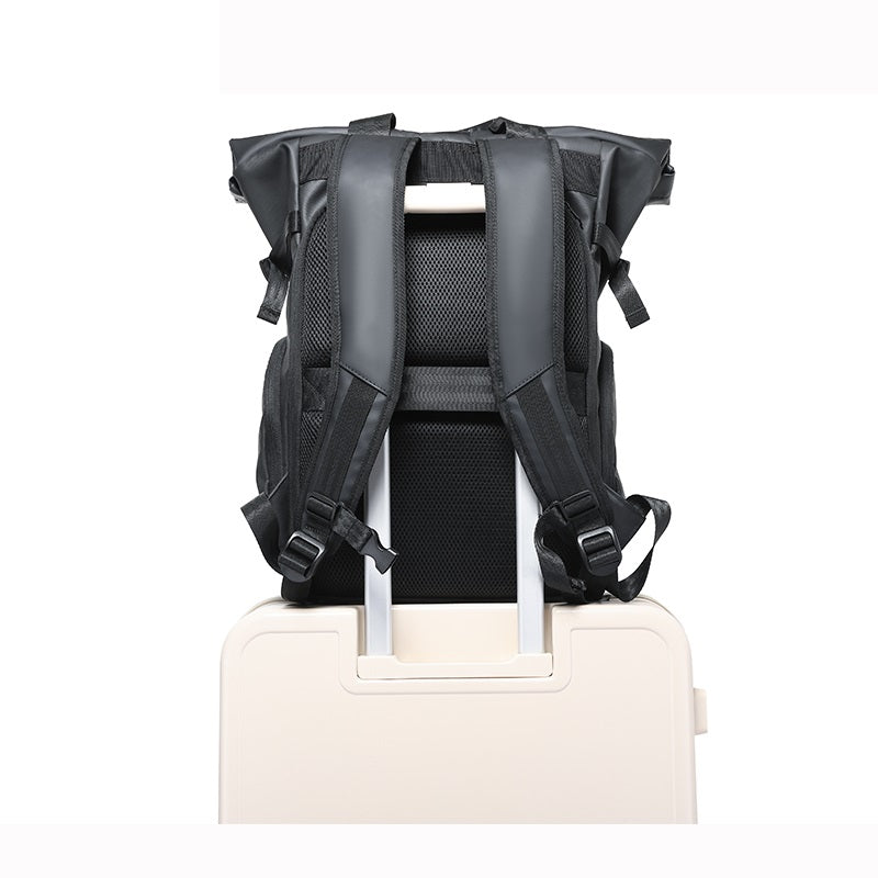 Business Laptop Backpack — Large Capacity Waterproof Oxford Cloth Travel Bag in Black