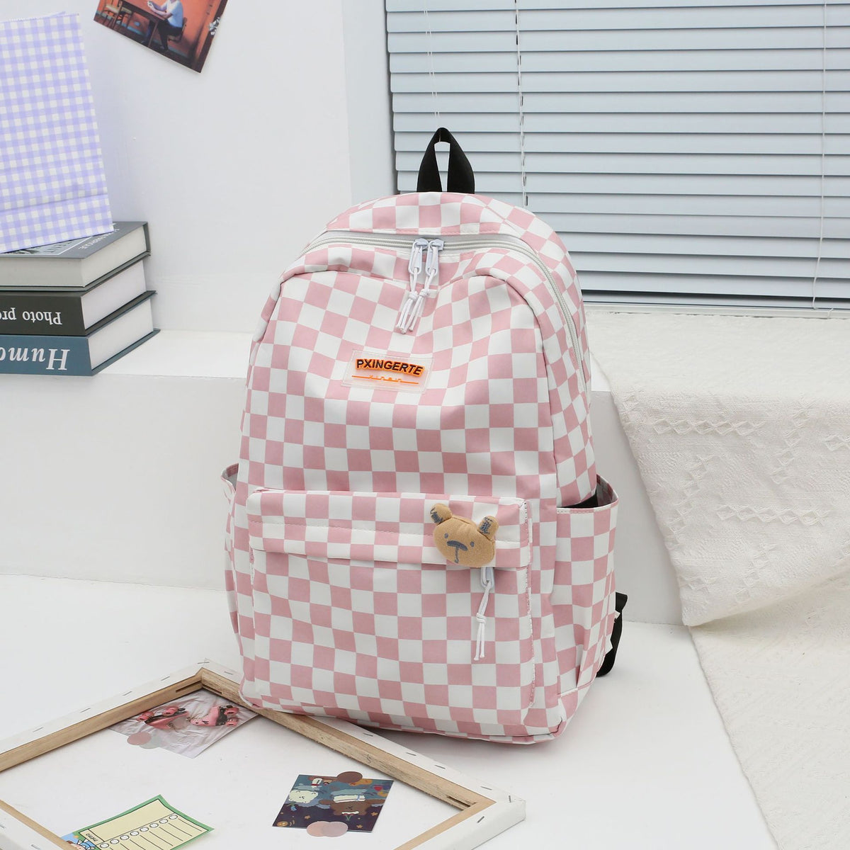 Plaid School Backpack for Teens — Large 36–55L Lightweight Nylon Student Bag