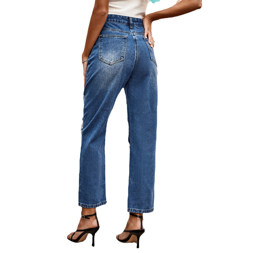 Women’s Light Blue Relaxed Straight-Leg Jeans