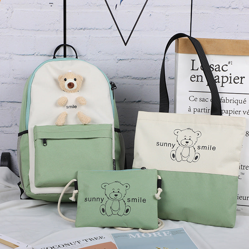 Bear Print 3-Piece School Backpack Set