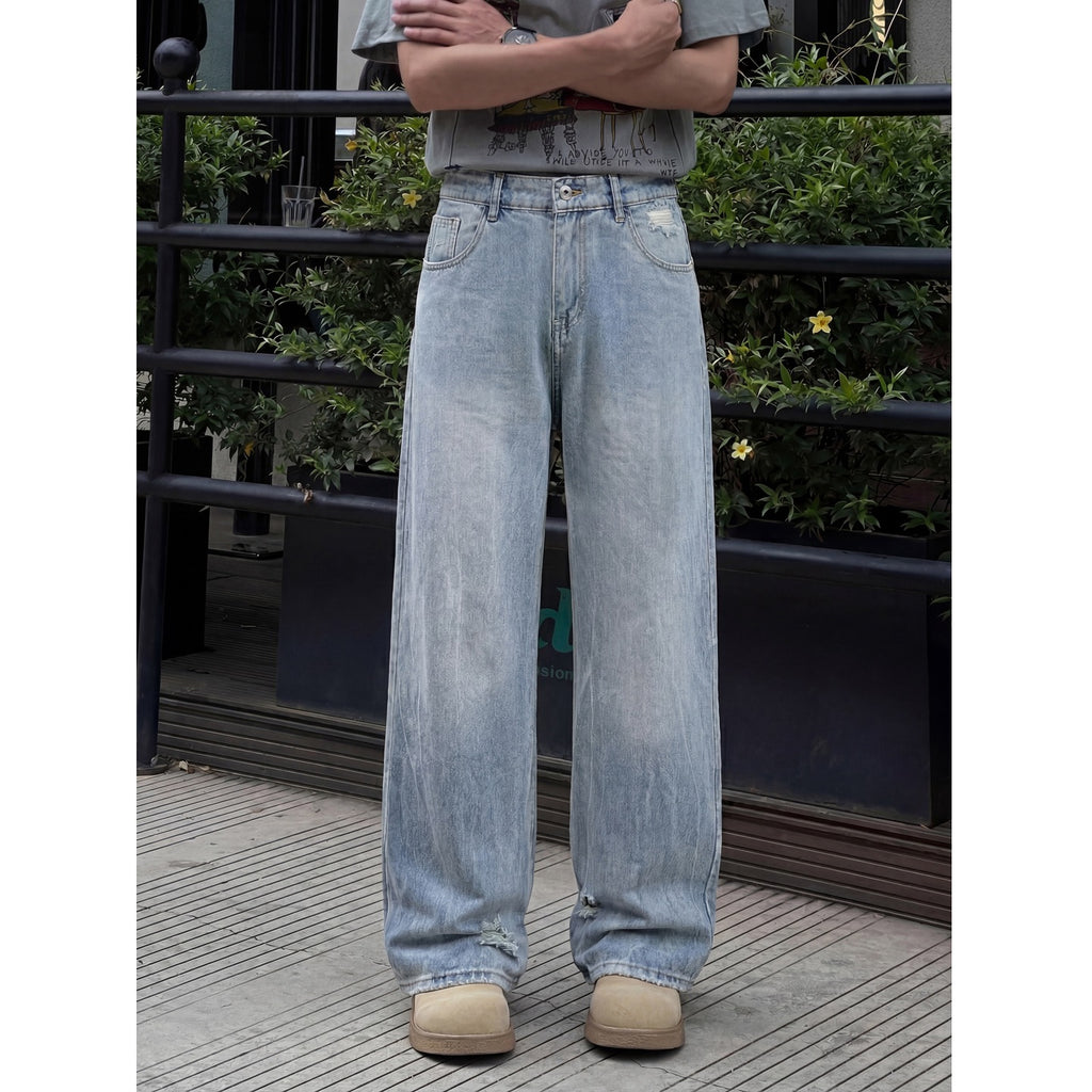 Jeans Men Lightweight Straight Leg High-End Loose Wide Leg Long Pants