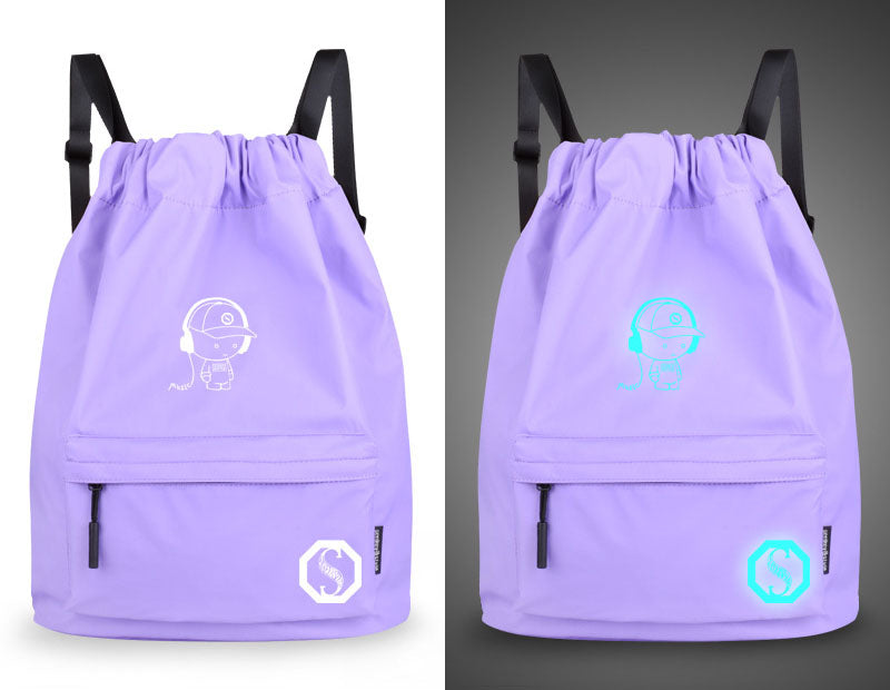 Digital Print Drawstring Backpack — Lightweight Polyester School & Gym Bag